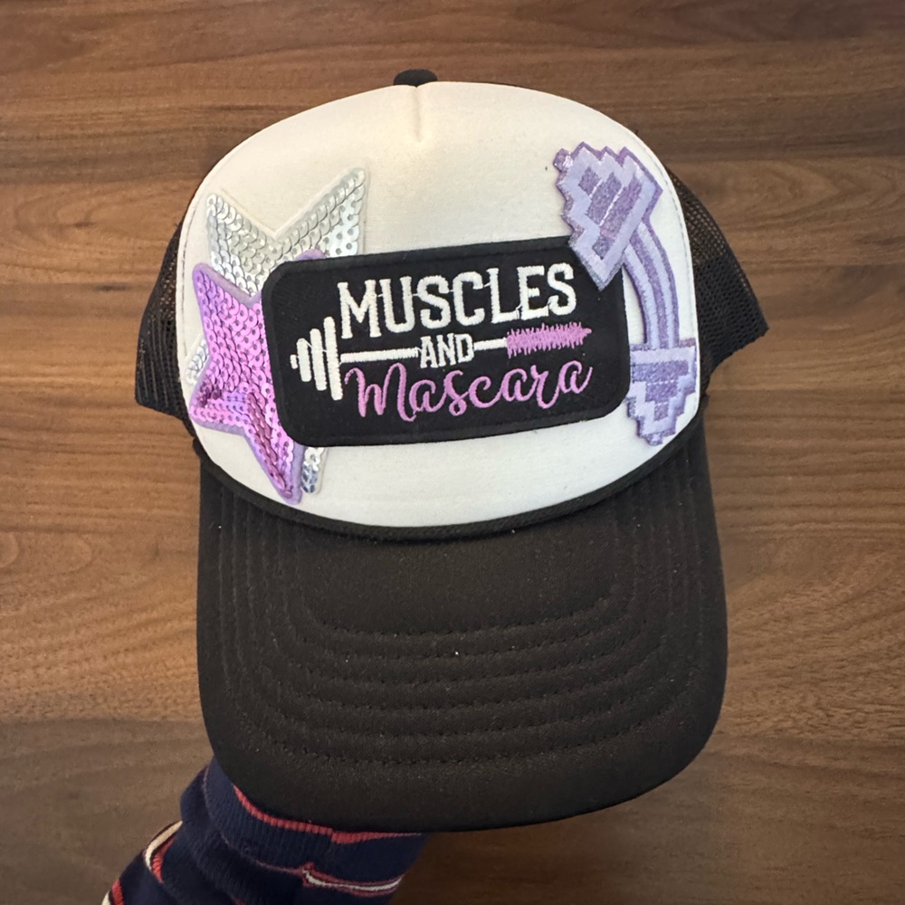 Muscles and Mascara Trucker Hat - Black and White